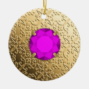 Goldschatten mit einem Amethyst-Edelstein für Imit Keramik Ornament