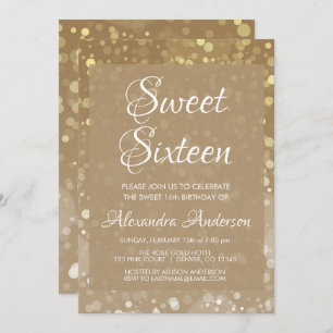 Goldschein-Glitzer beleuchtet Geburtstag des Einladung