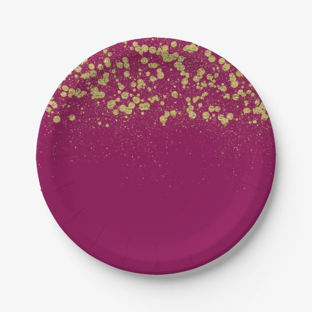 Goldschein-GlitzerConfetti Pappteller (Vorderseite)