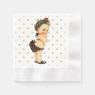 Goldschein-Polka-Punkt-Papierservietten-Vintages Serviette