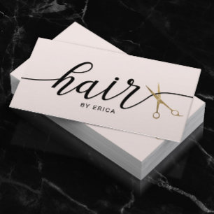 Goldschere Elegant Blush Pink Typografy Hair Visitenkarte