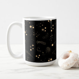 Goldschießsterne comicieren Himmel Nacht Kaffeetasse