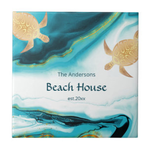 Goldschildkröten - Aquamariner Name der weißen Tin Fliese