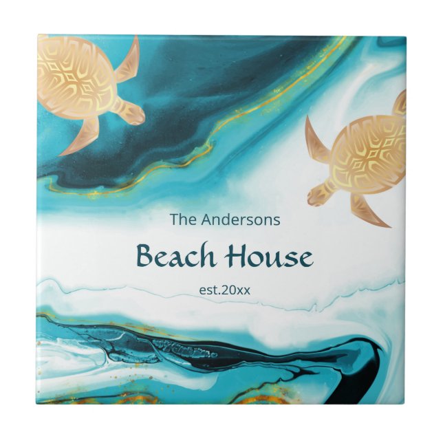 Goldschildkröten - Aquamariner Name der weißen Tin Fliese (Vorderseite)