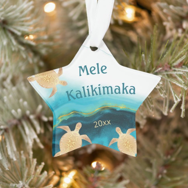 Goldschildkröten | Mele Kalikimaka Hawaiianische W Ornament (Baum)