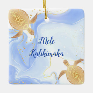 Goldschildkröten Mele Kalikimaka Hawaiianische We Keramikornament