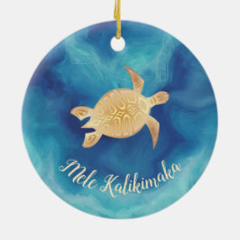 Goldschildkröten Mele Kalikimaka Hawaiianische Wei Keramik Ornament