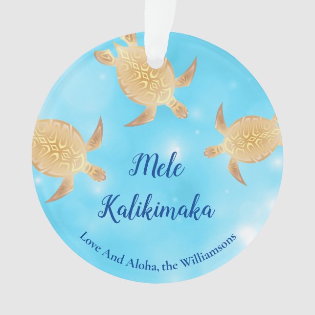 Goldschildkröten Mele Kalikimaka Personalisiert Ornament (Vorderseite)