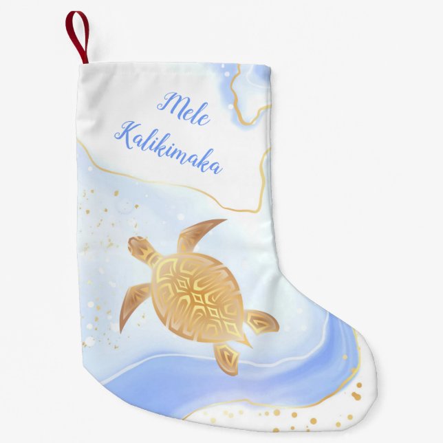 Goldschildkröten-Stamm Blaue Marmor Mele Kalikimak Kleiner Weihnachtsstrumpf (Vorderseite)