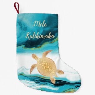 Goldschildkrötenstamm Aquamariner Marmor Mele Kali Kleiner Weihnachtsstrumpf