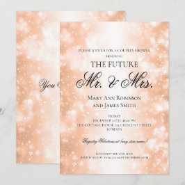 Goldschimmer-Lichter Herr-Frau Couples Shower Rose Einladung