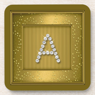 Goldschimmer und Sparkle-Mongram-Untersetzer Getränkeuntersetzer