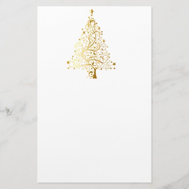 Goldschimmer-Weihnachtsbaum Briefpapier (Vorderseite)