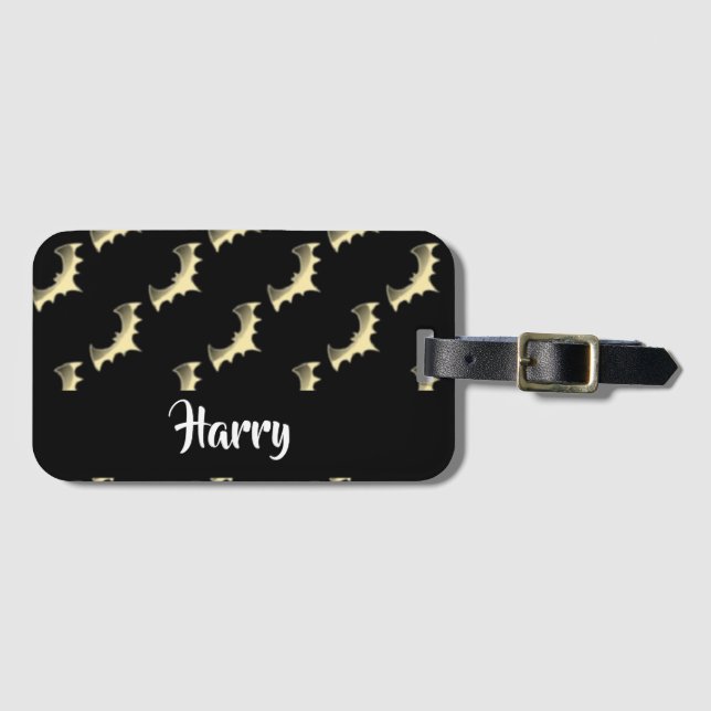 Goldschläger auf schwarz gepäckanhänger (Vorderseite (Horizontal))