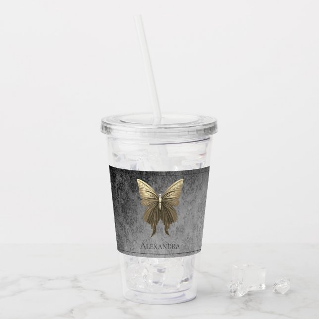 Goldschmetterling Acryltrinkbecher (Vorderseite Ice)
