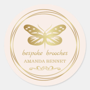 Goldschmetterling, Kreisrahmen-Designer Runder Aufkleber