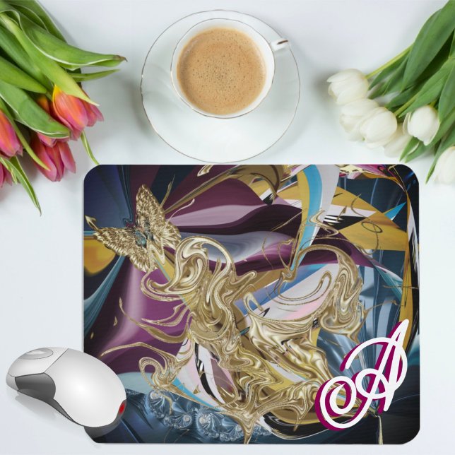 Goldschmetterling "nebelartig" Monogramm flüssig A Mousepad (Von Creator hochgeladen)