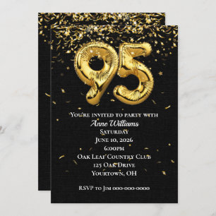 Goldschmiede Ballons 95. Geburtstagsparty Einladun Einladung