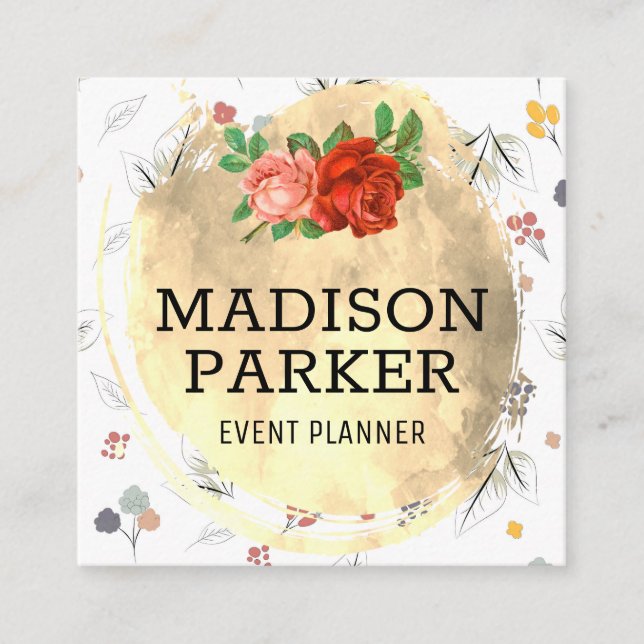 Goldschmiedemuster für nahtlose Blume Quadratische Visitenkarte (Vorderseite)
