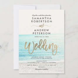 Goldschmiedettipografie Beach Foto Hochzeit Einladung