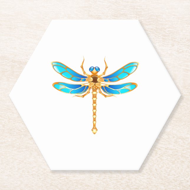 Goldschmuck-Libelleninsekt-Vip-Fundus-Vektorbild Untersetzer (Vorderseite)