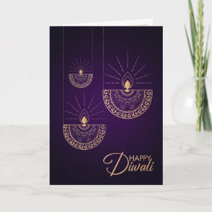 Goldschmuck lila und Rose Happy Diwali Karte