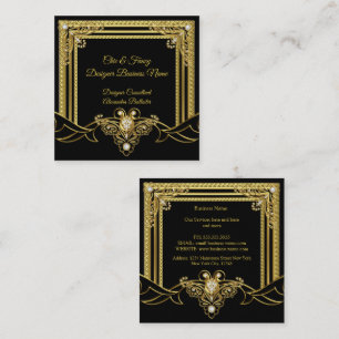 Goldschmuck Schwarz Elegant Designer Quadratische Visitenkarte