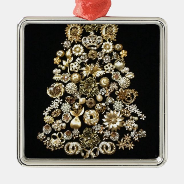 Goldschmuck-Weihnachtsbaum Silbernes Ornament (Vorne)