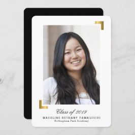 Goldschnappschuss-Abschluss-Mitteilungs-Foto-Karte Einladung