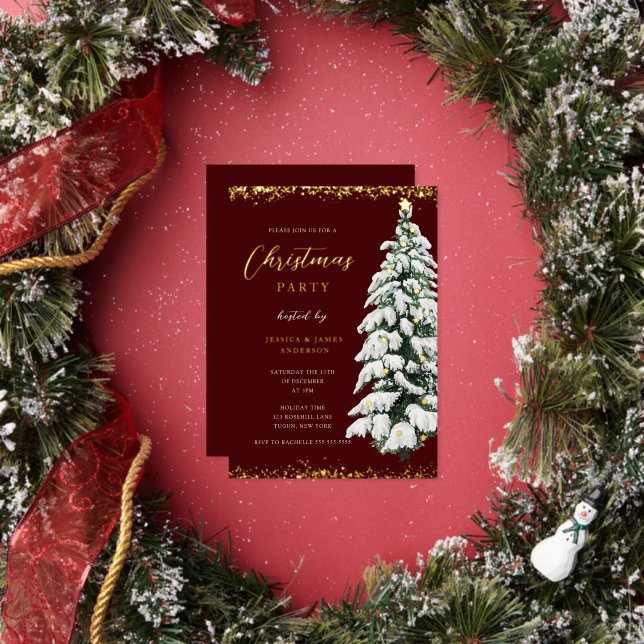 Goldschneebaum Weihnachtsgebäck Party Einladung (Insitu)