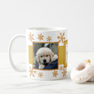 Goldschneeflake 2 Foto Monogramm Weihnachten Kaffeetasse