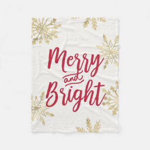 Goldschneeflocke-frohe und helle Weihnachten Fleecedecke