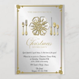 Goldschneeflocke-Weihnachtsabendessen-Party Einladung