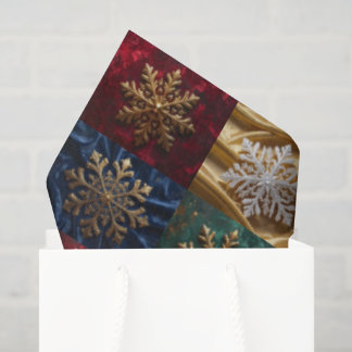 Goldschneeflocken auf dem Bild von Velvet Seidenpapier