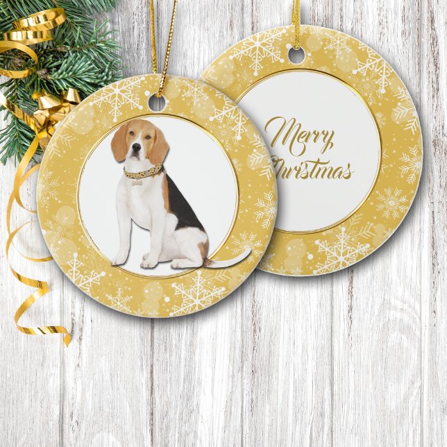 Goldschneeflocken-Beagle Keramik Ornament (Von Creator hochgeladen)