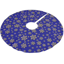 Goldschneeflocken Blau Polyester Weihnachtsbaumdecke