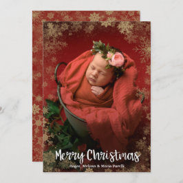 Goldschneeflocken Foto Geburtshinweise Feiertagskarte