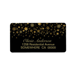 Goldschneeflocken Schwarze Rücksendeadresse Adressaufkleber