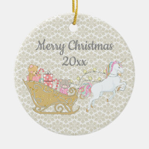 Goldschneeflocken Weihnachten Einhorn Weihnachten  Keramik Ornament
