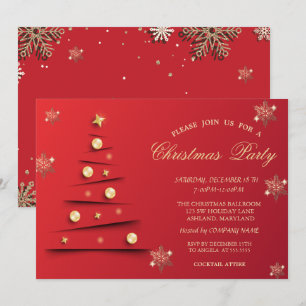 Goldschneeflocken, Weihnachtsbaumballen Einladung