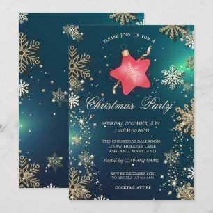Goldschneeflocken, Weihnachtssternornamengesellsch Einladung