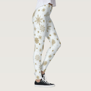 Goldschneeflocken Weißes Design Leggings
