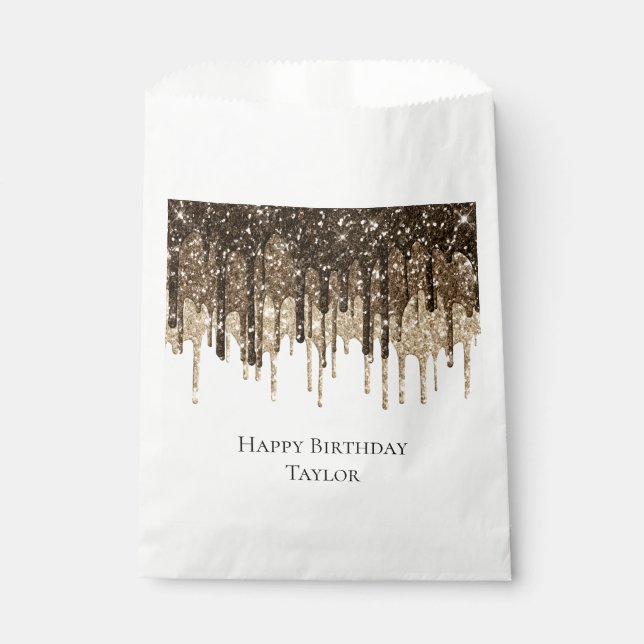 Goldschokolade Eiscreme Glitzer Tropfen Geburtstag Geschenktütchen (Vorderseite)