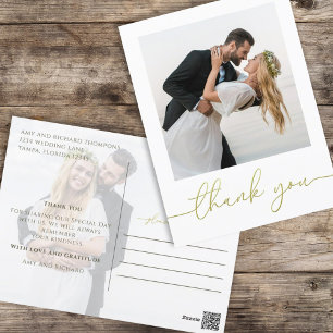 Goldschrift Foto Hochzeits-Dankeskarten-Postkarte Postkarte