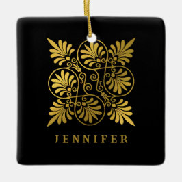 Goldschwarz-Ancient-Griechisch-Meander-Monogramm Keramikornament