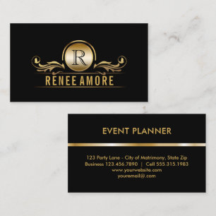 Goldschwarz-Monogramm des Event-Planer- elegantes Visitenkarte
