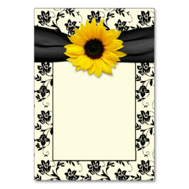 Goldschwarze Creme Damask Sonnenblume Hochzeit Tischnummer