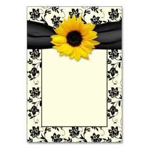 Goldschwarze Creme Damask Sonnenblume Hochzeit Tischnummer