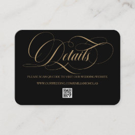 Goldschwarze Elegant-Kalligrafie-Hochzeit Begleitkarte