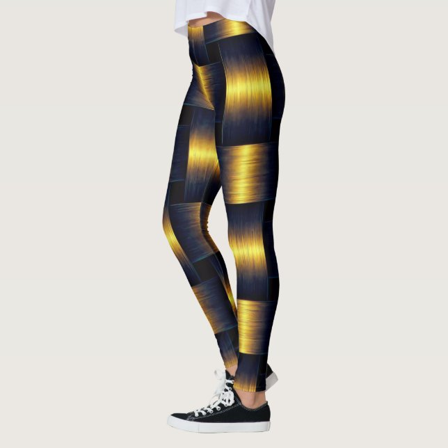 Goldschwarze Leggings mit goldenem Gitter (Links)